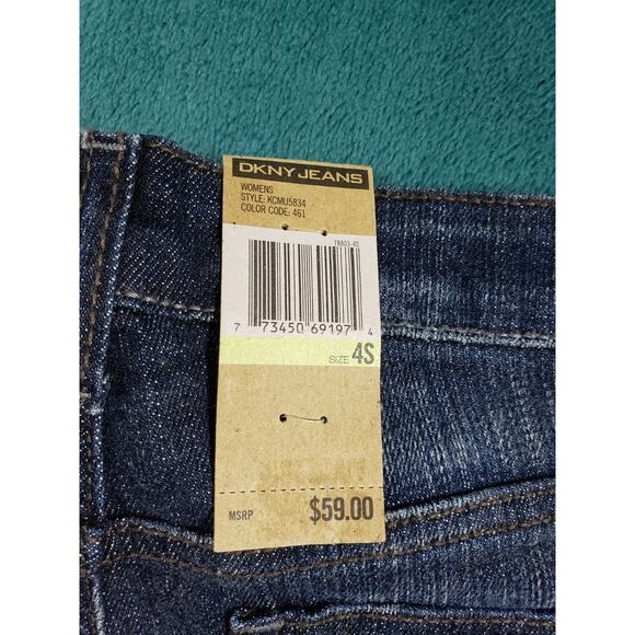 DKNY Jeans Size 4 Short Womens Blue Stretch Pants Mid Rise SOHO Flared NWT - Picture 15 of 16